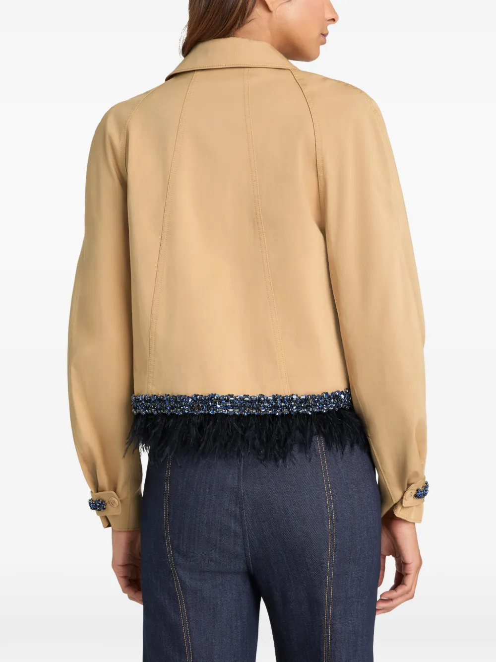 Cinq A Sept Carmila jack met veren afwerking en kralen Beige