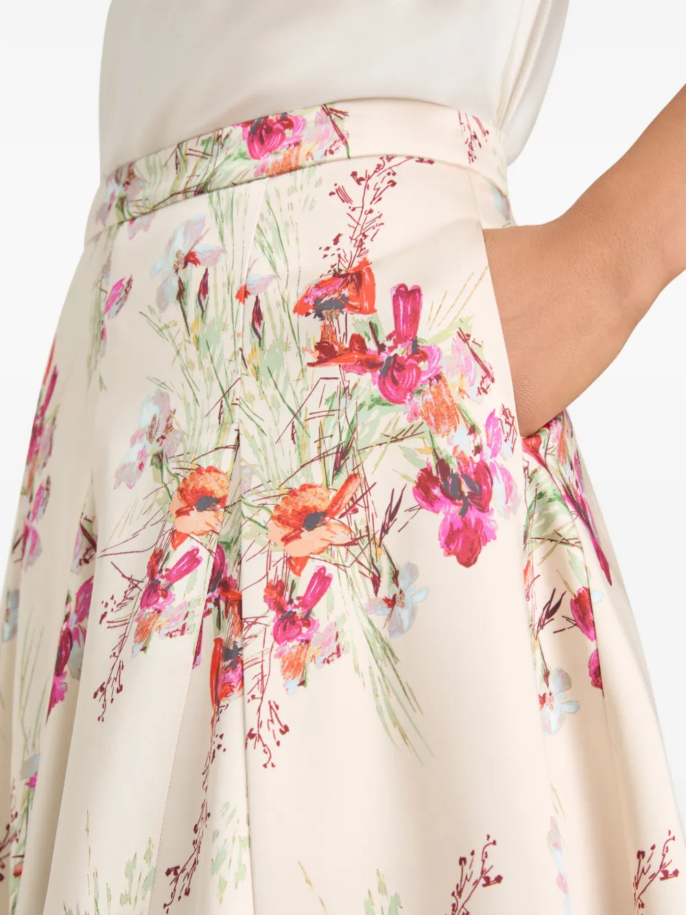 Cinq A Sept Iris Bouquet Hilda midi-rok met bloemenprint Beige