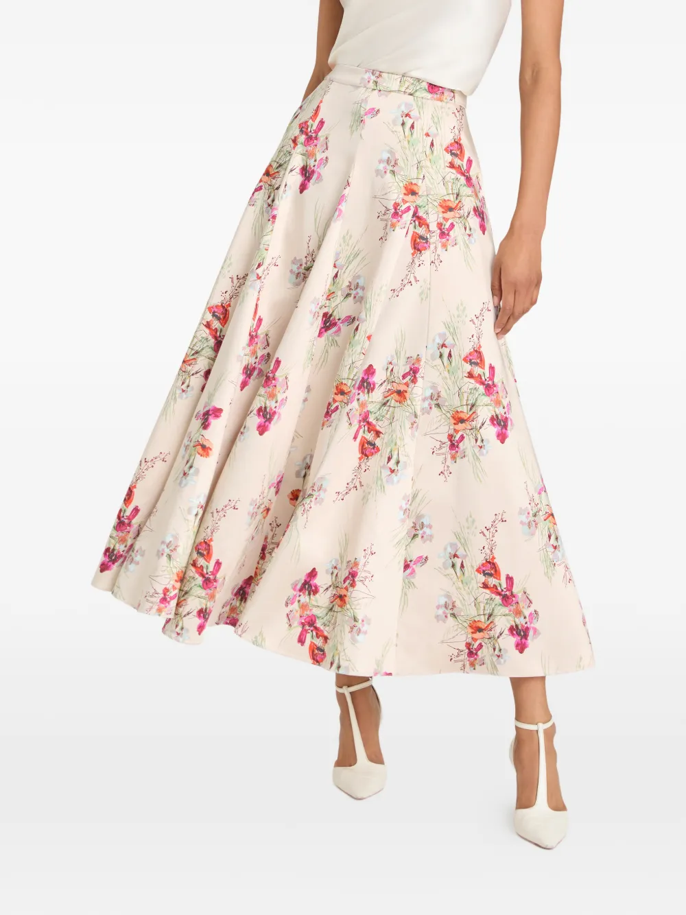 Cinq A Sept Iris Bouquet Hilda midi-rok met bloemenprint Beige