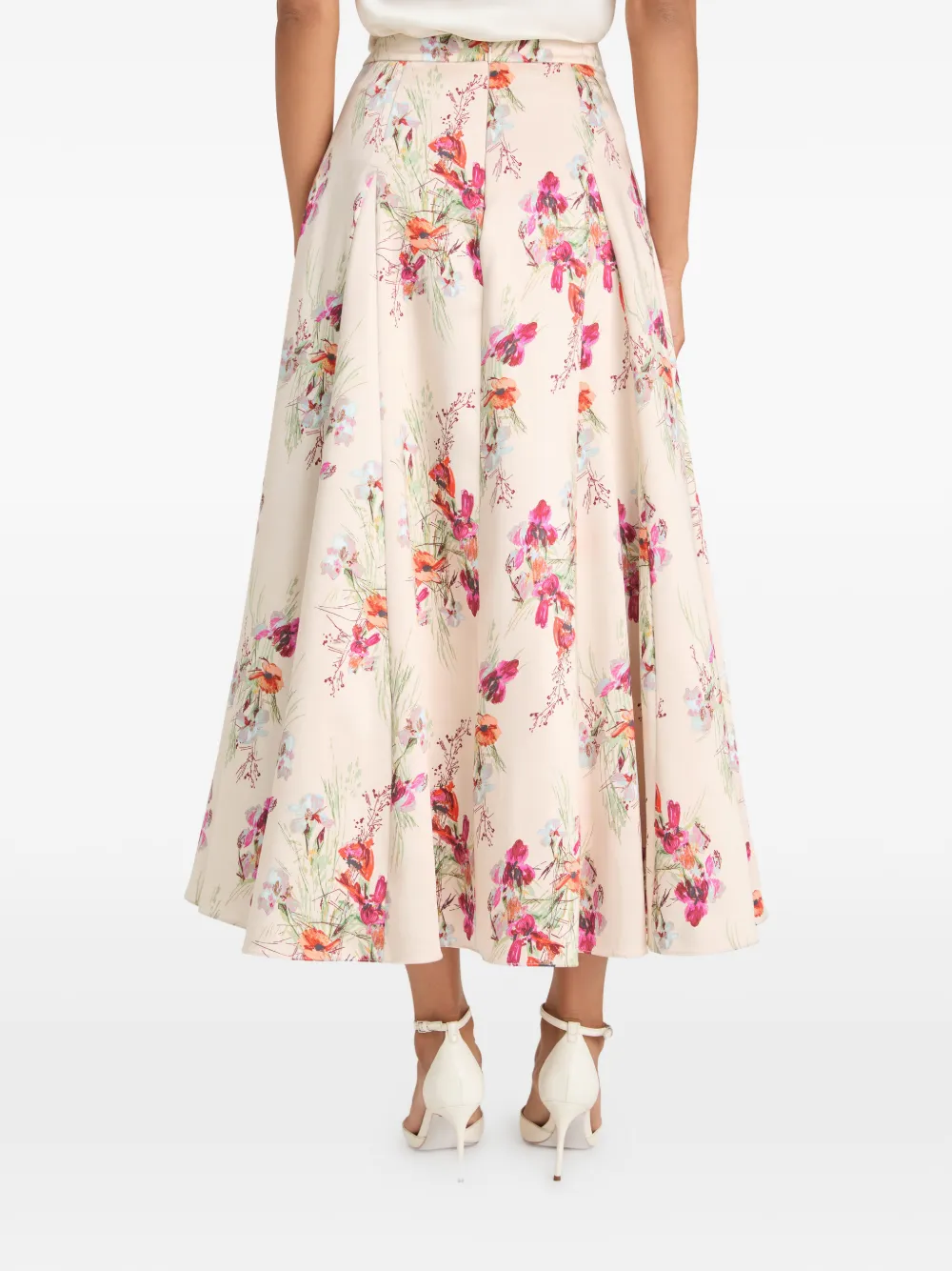 Cinq A Sept Iris Bouquet Hilda midi-rok met bloemenprint Beige