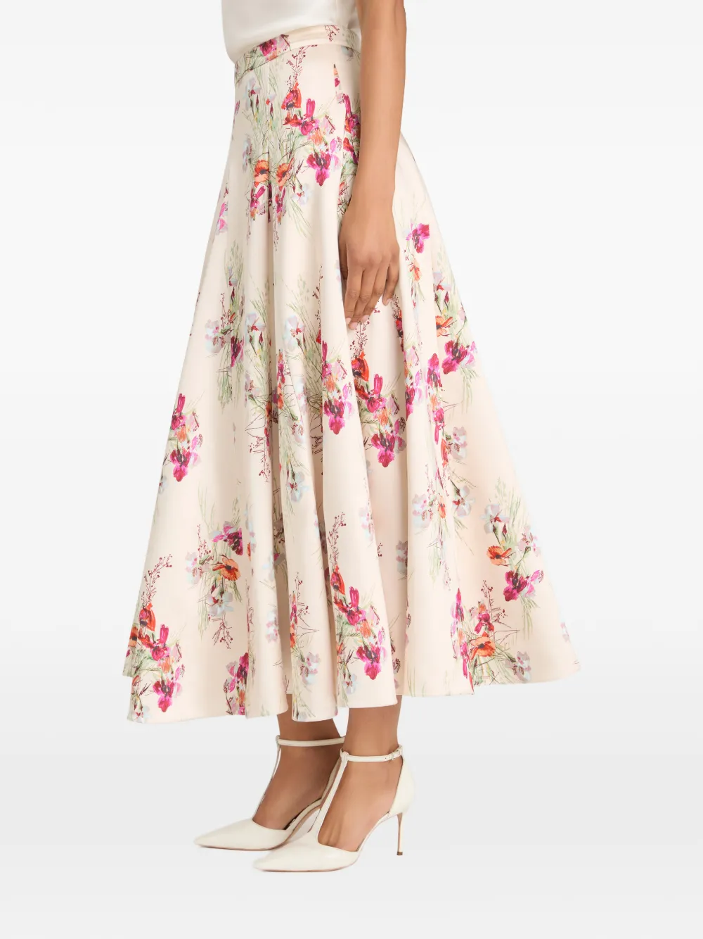 Cinq A Sept Iris Bouquet Hilda midi-rok met bloemenprint Beige
