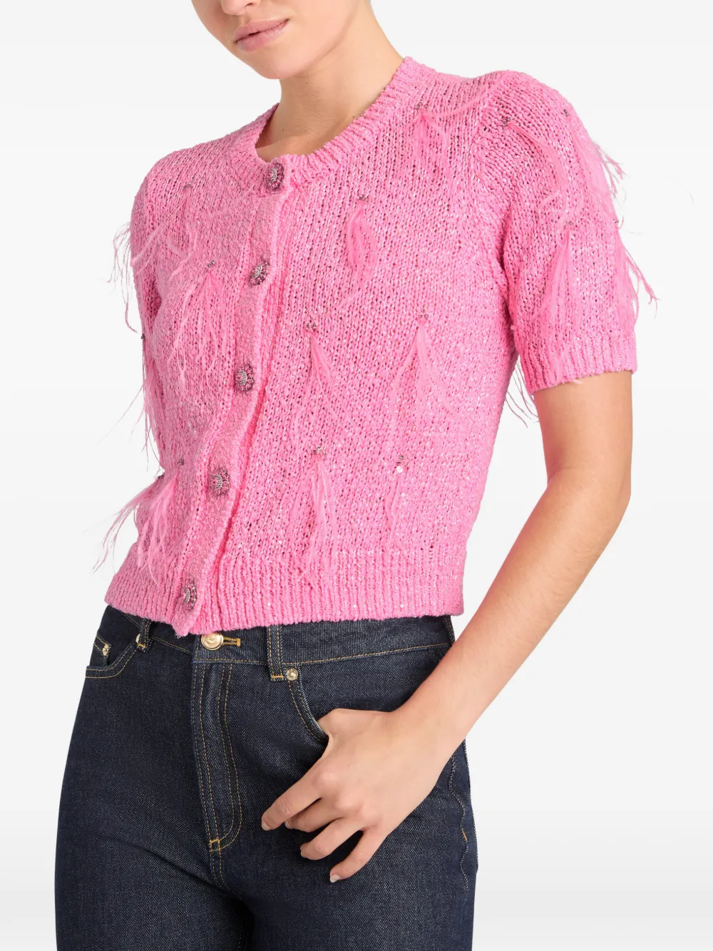  Cinq A Sept Coralie Feather-embellished Cardigan - Pink 