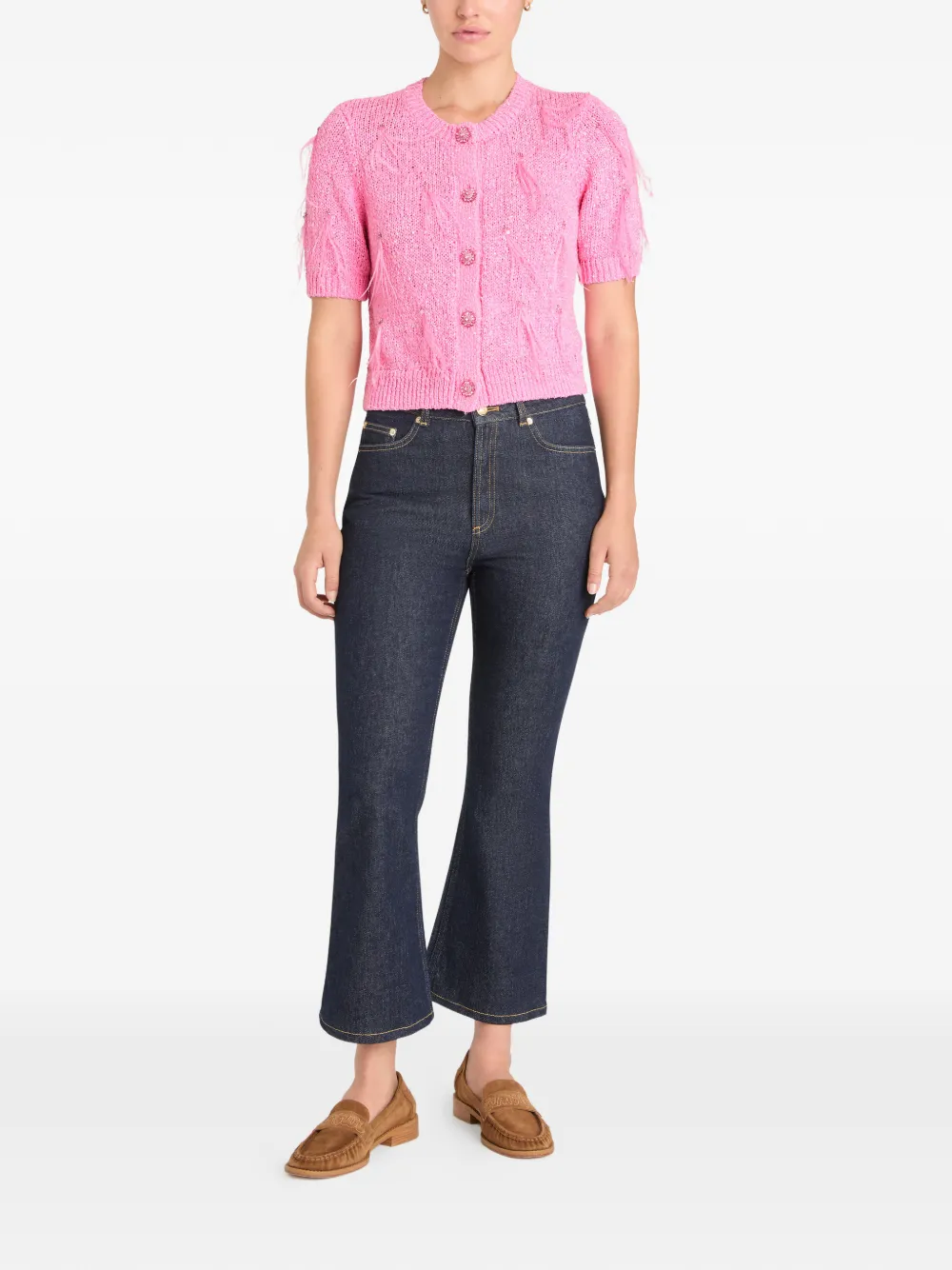  Cinq A Sept Coralie Feather-embellished Cardigan - Pink 