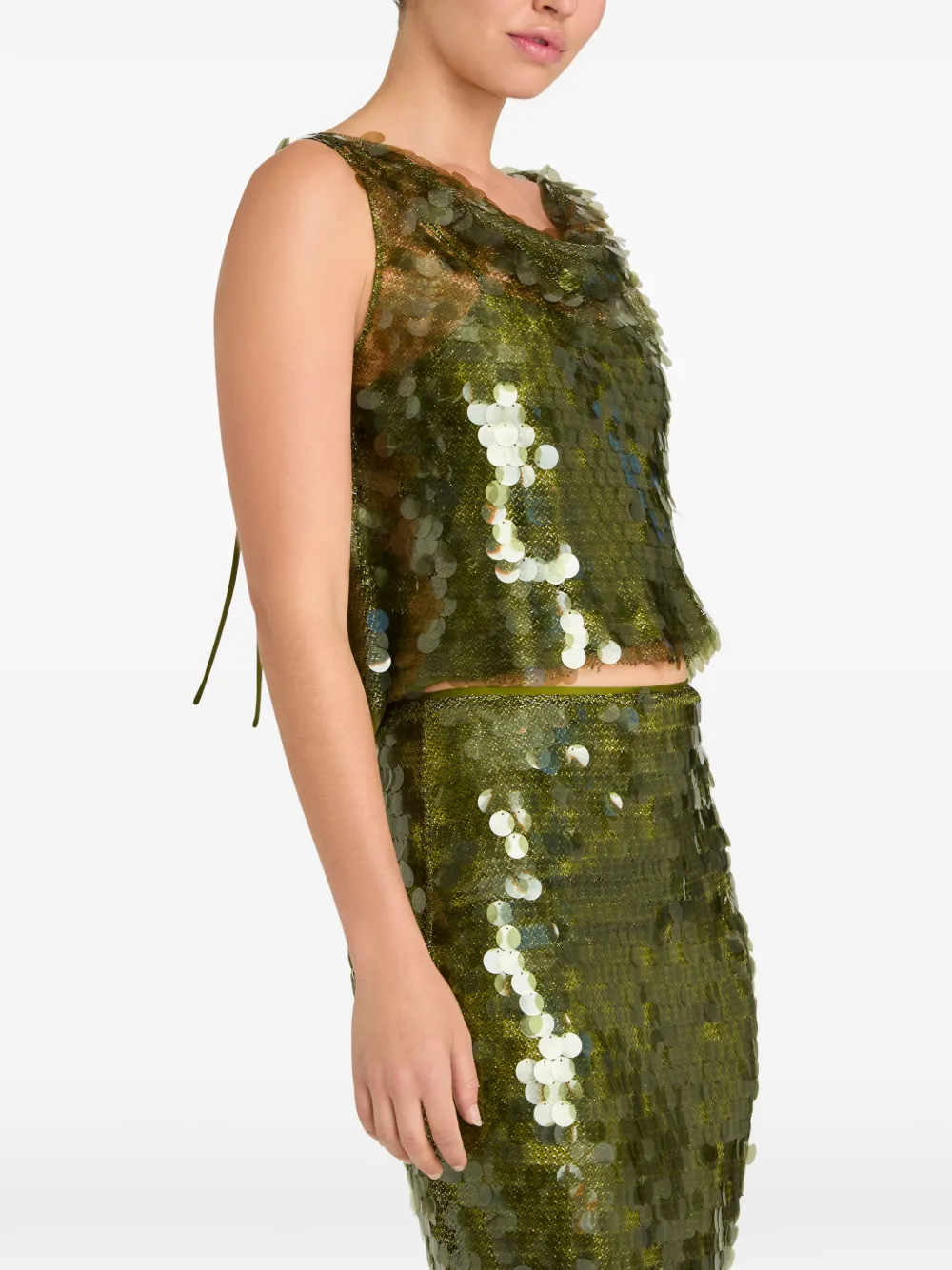 Cinq A Sept Calista top met pailletten Groen