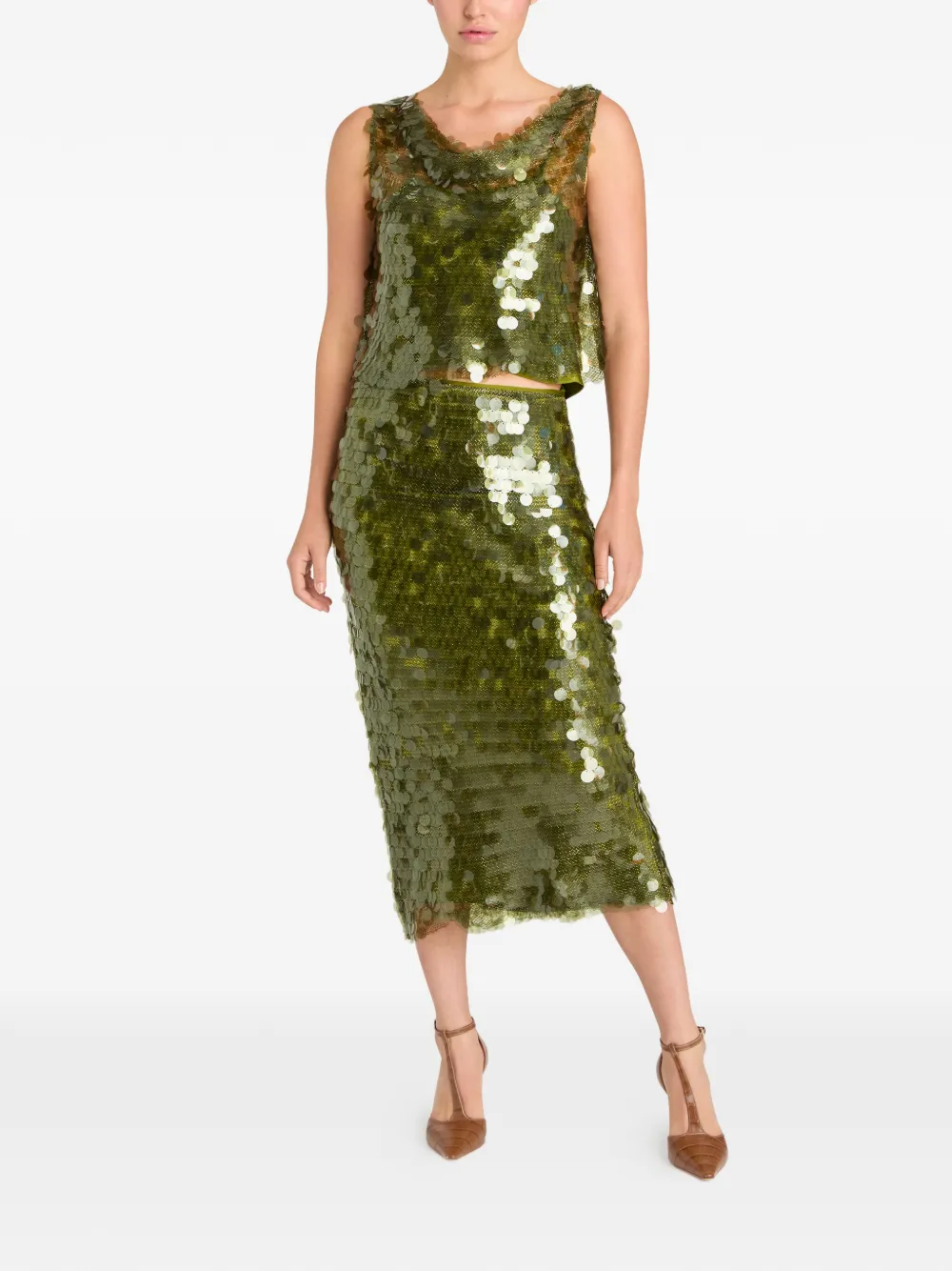 Cinq A Sept Calista top met pailletten Groen