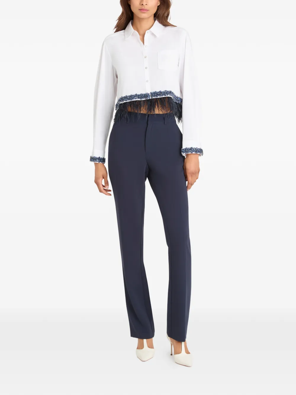 Cinq A Sept Sylvan blouse met veren afwerking Wit