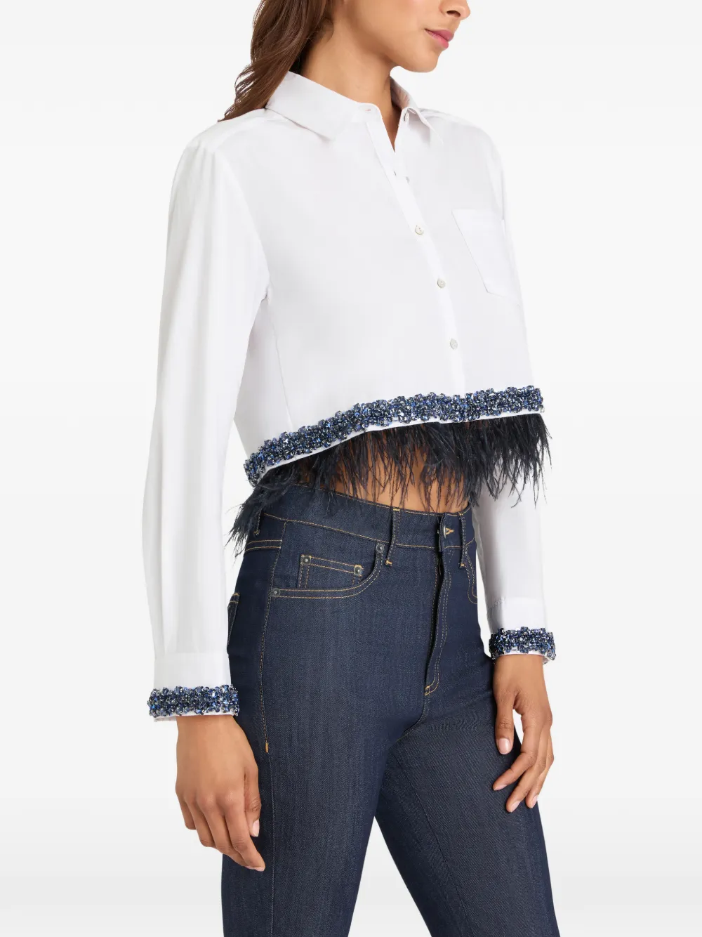 Cinq A Sept Sylvan blouse met veren afwerking Wit