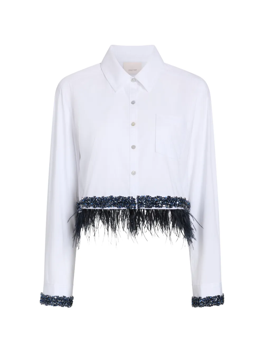 Cinq A Sept Sylvan feather-trim shirt - Bianco