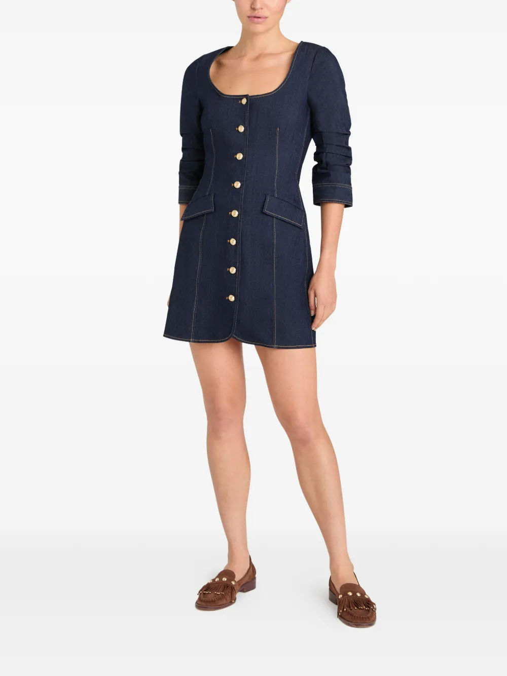  Cinq A Sept Caidin Button Jean Dress - Blue 