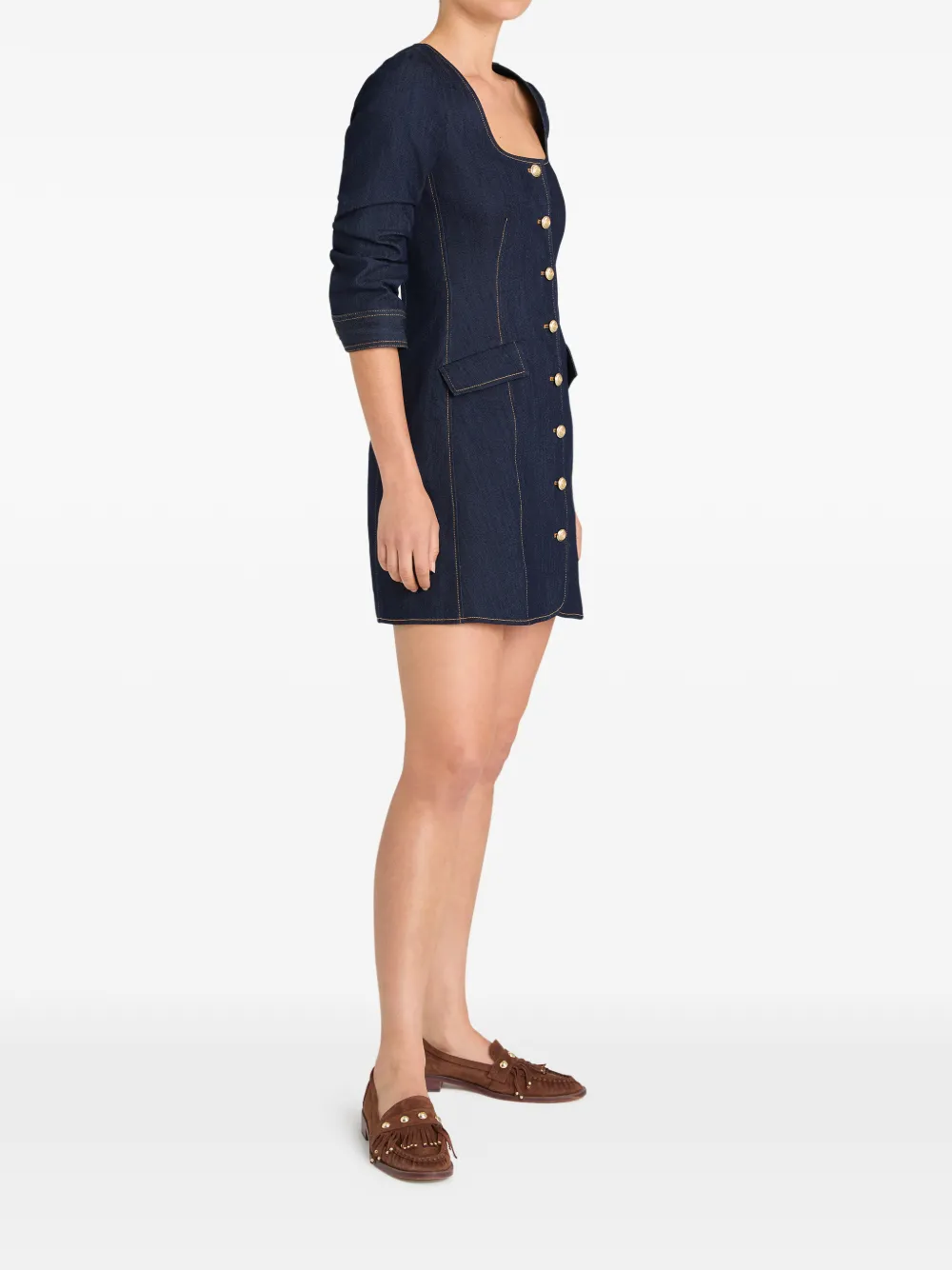  Cinq A Sept Caidin Button Jean Dress - Blue 