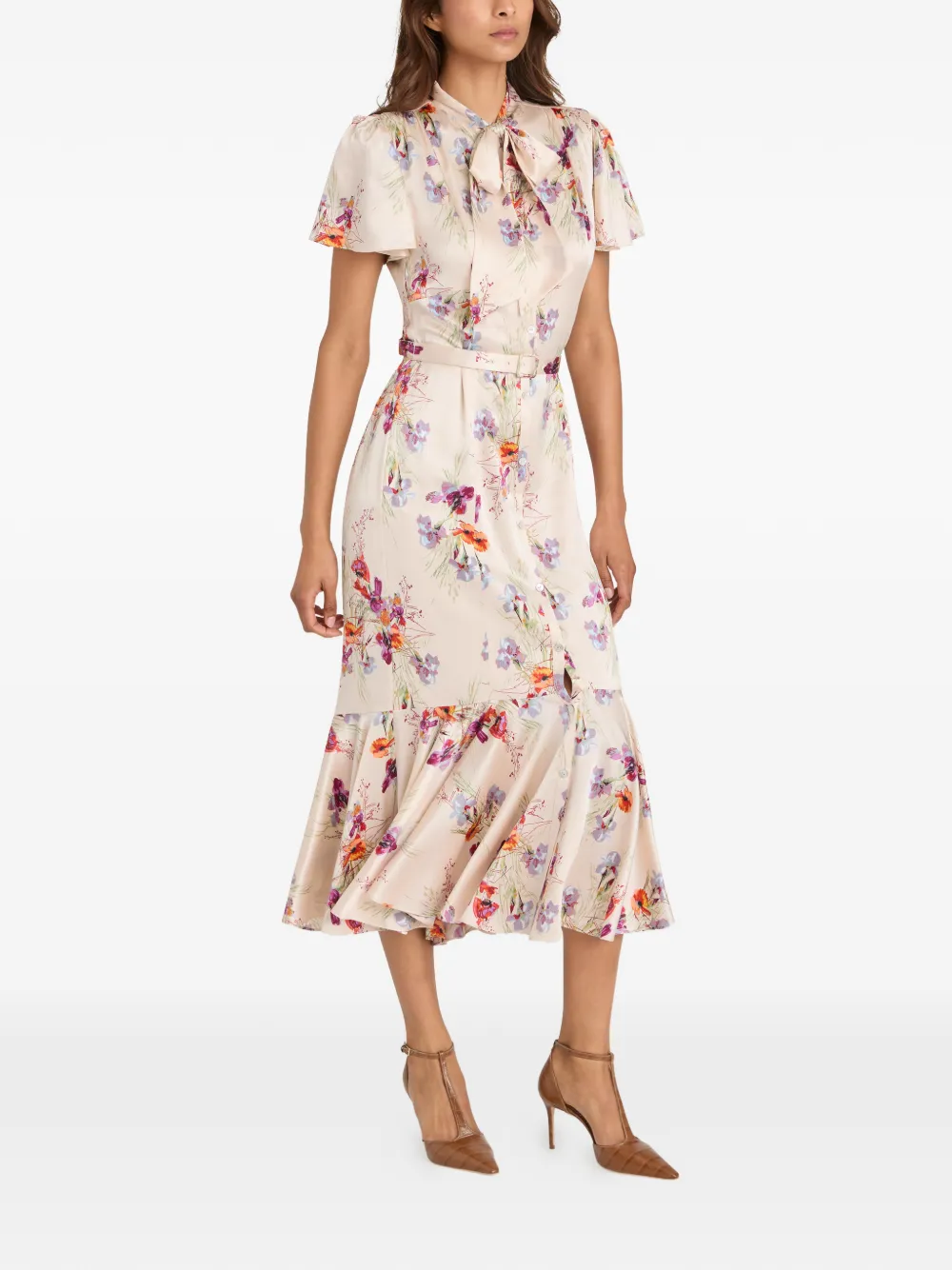 Cinq A Sept Iris Bouquet Willow midi-jurk Beige