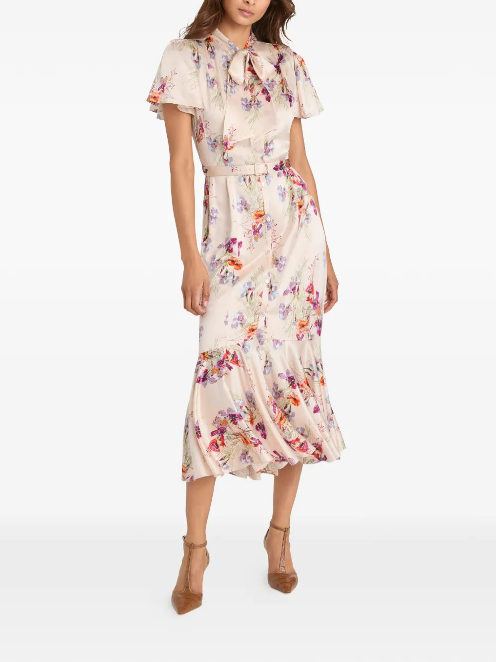 Cinq A Sept Iris Bouquet Willow midi-jurk Beige