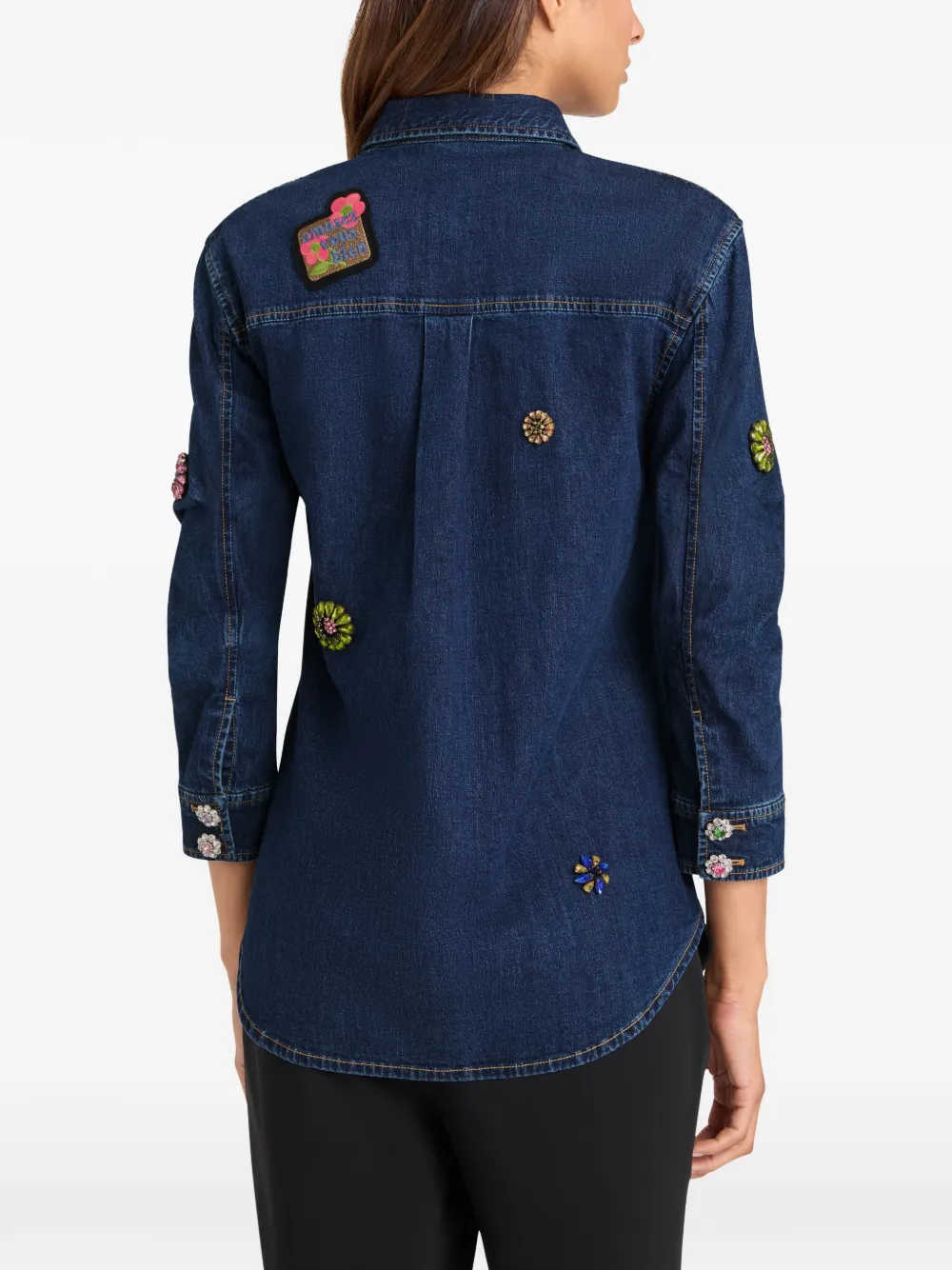 Cinq A Sept Jack verfraaid met bloemenpatch Blauw