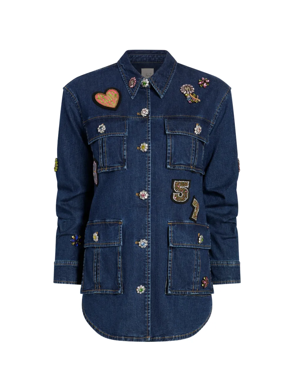 Cinq A Sept floral embellished patch jacket - Blu