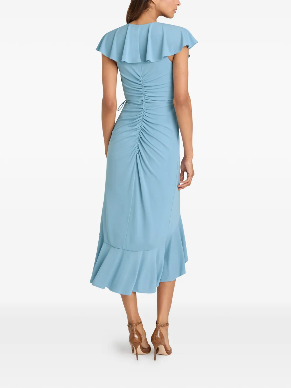 Cinq A Sept Malak asymmetrische jurk met ruches Blauw