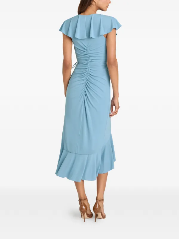 cinq a sept dress blue Vara Satin Maxi Wrap Dress — Navy