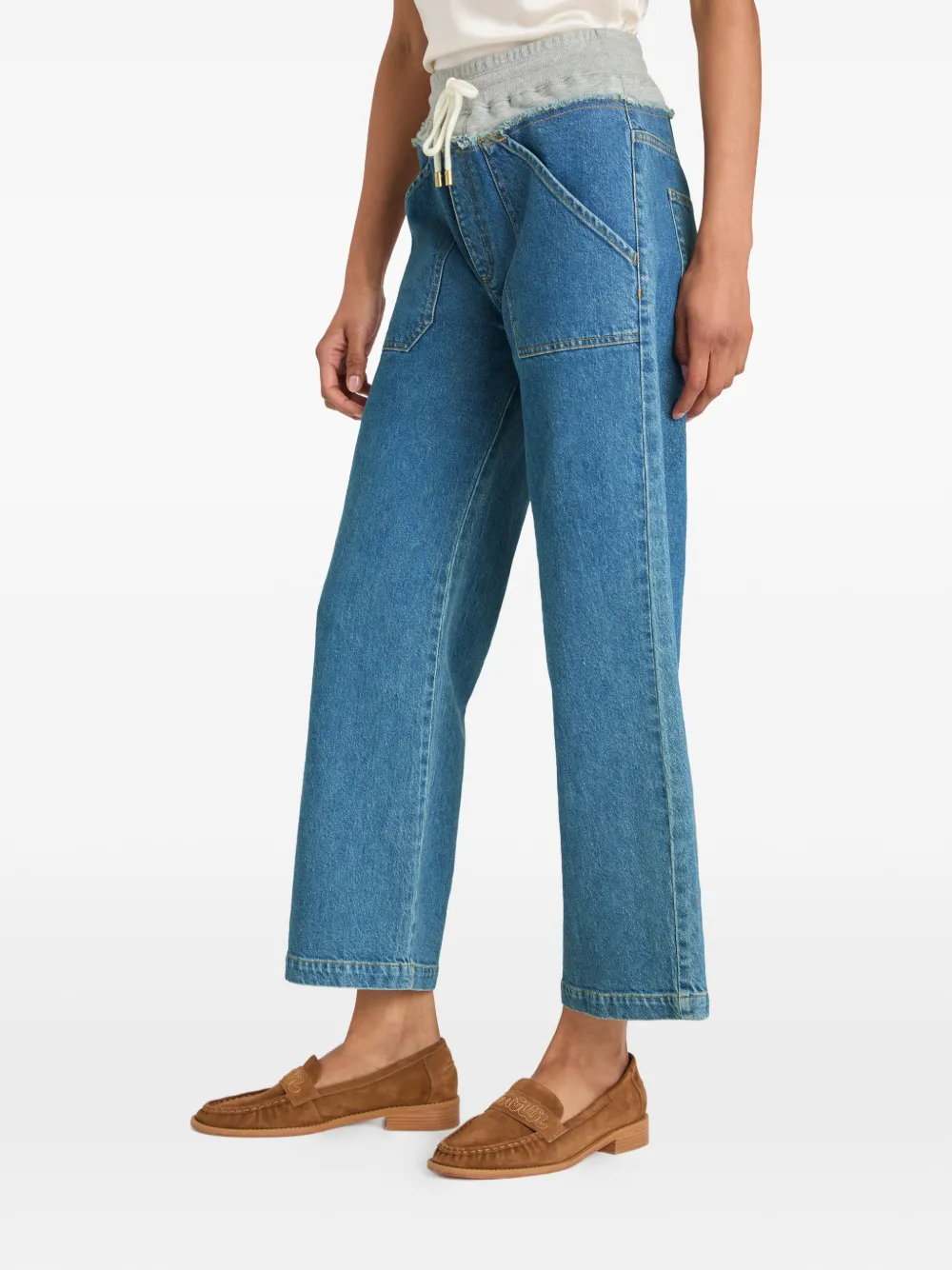 Cinq A Sept Serena jeans met trekkoord en wijde pijpen Blauw