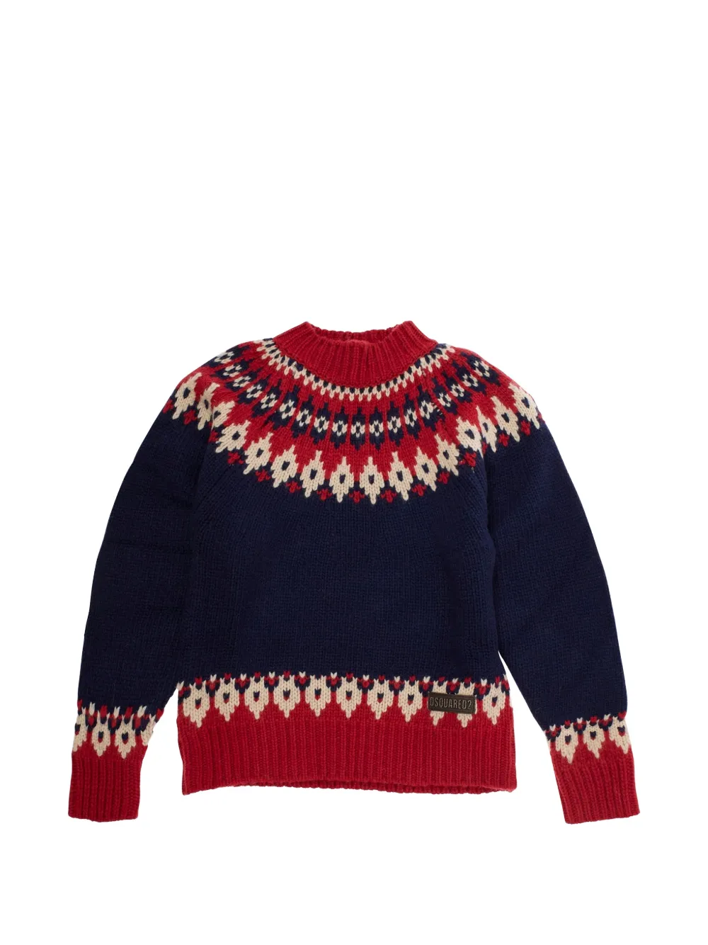 DSQUARED2 KIDS geometric crewneck long-sleeved sweater - Blu