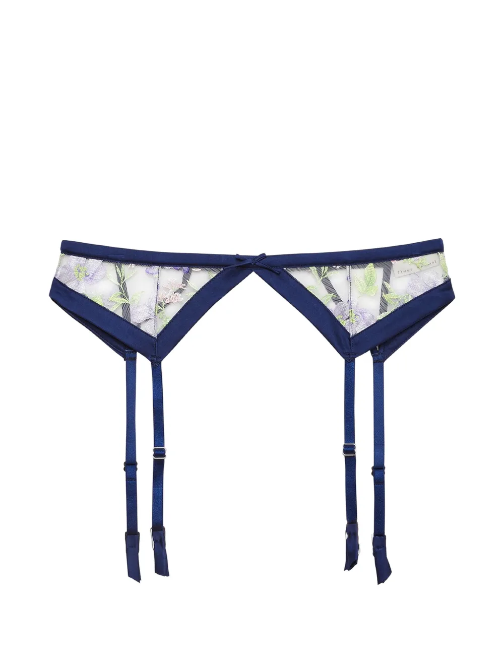 Fleur Du Mal Bestickter Strumpfhalter - Blau