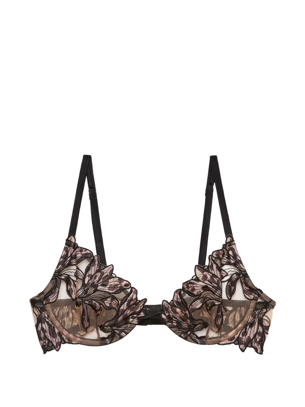 Fleur Du Mal Lily embroidery demi bra - Nero