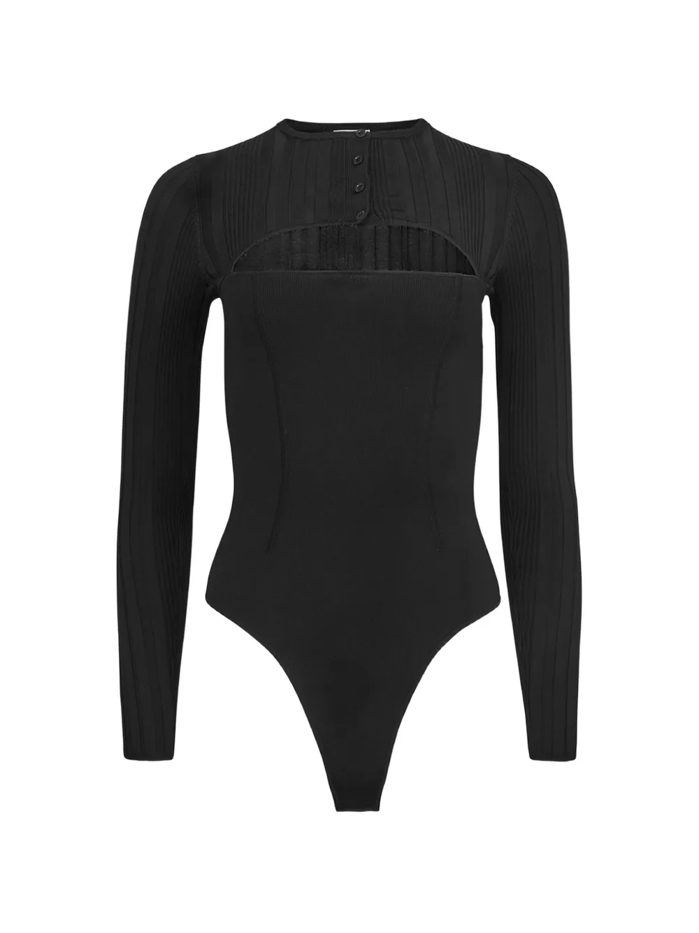 Fleur Du Mal ribbed button bodysuit - Nero