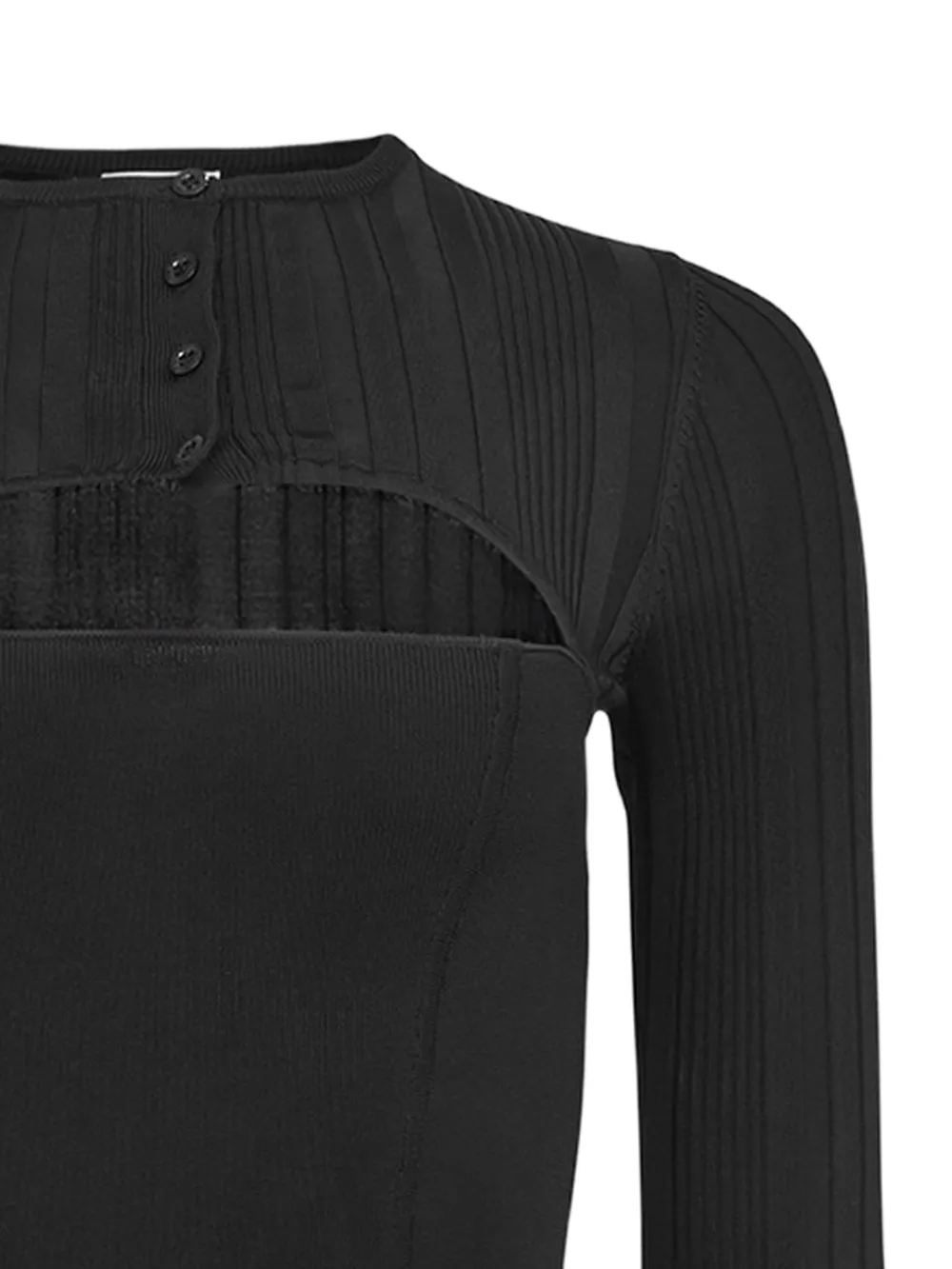 Fleur Du Mal Geribbelde body met knopen Zwart