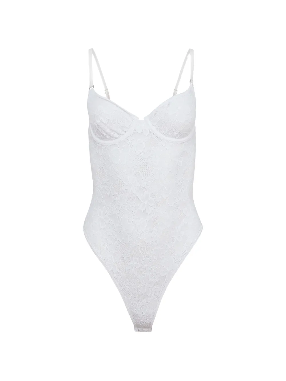 Fleur Du Mal Le Stretch Body mit Spitze - Weiß