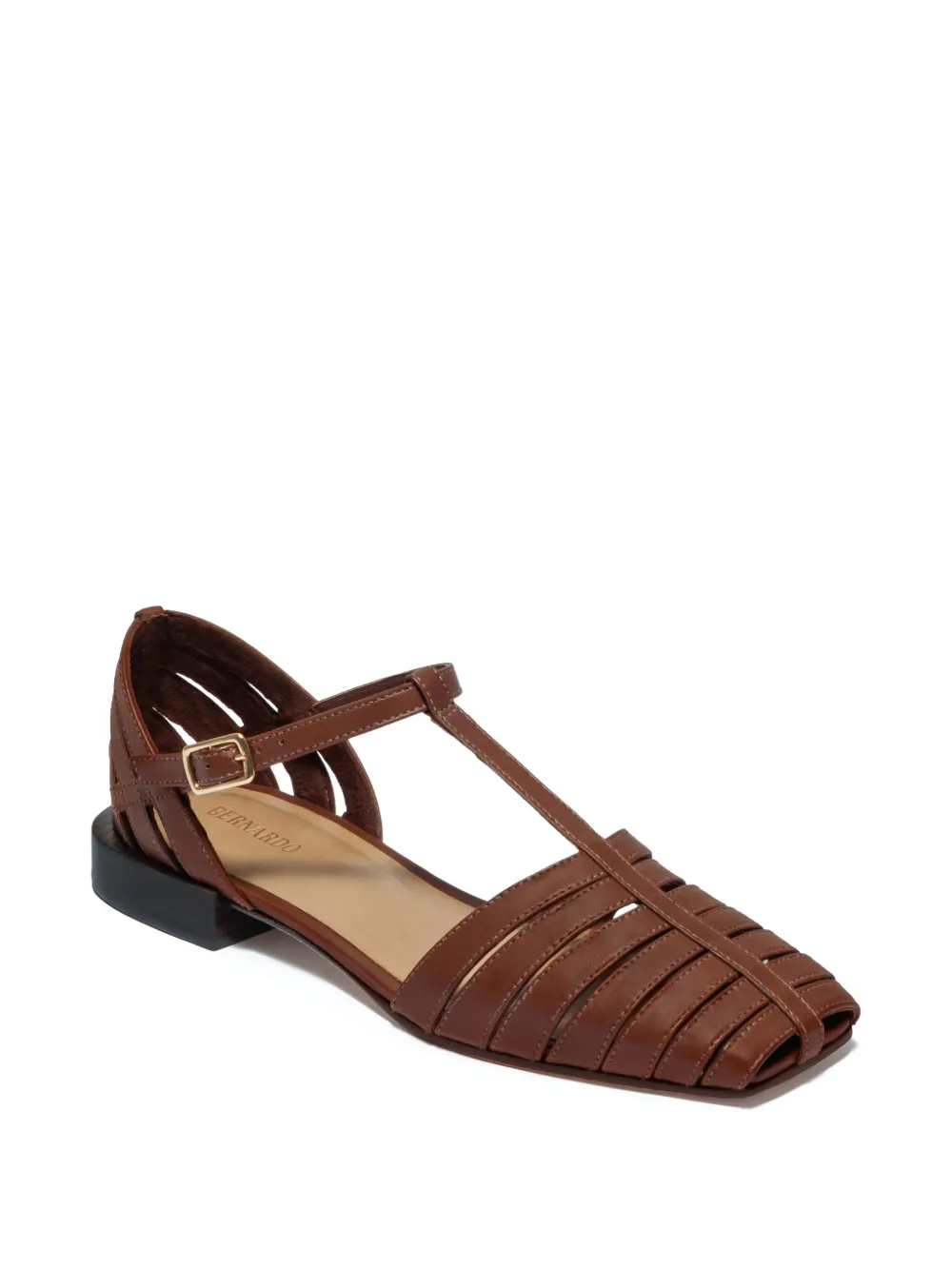  Bernardo Brighton T-strap Flat Pumps - Brown 