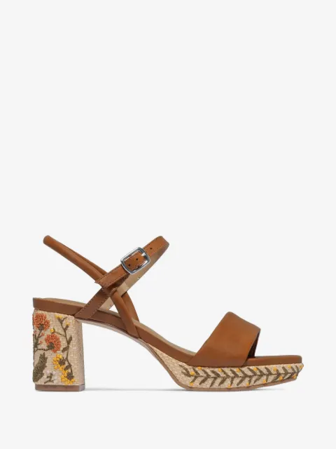 Bernardo Canto floral-embroidered block-heel sandals