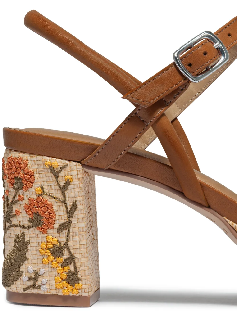 Bernardo Canto sandalen met bloemenprint en blokhak Bruin