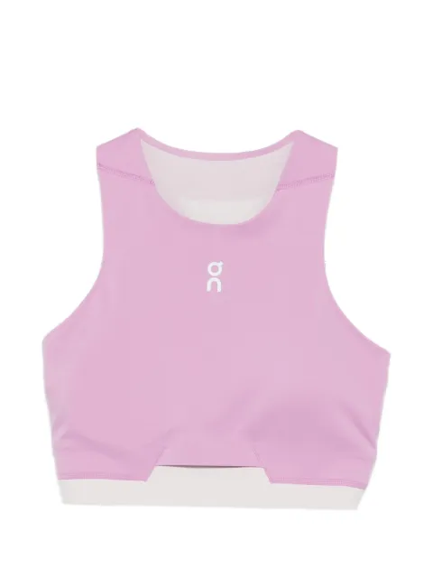 On 2-in-1 crop sports bra