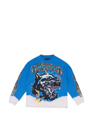 godspeed スウェット ロンt us drip GODSPEED Off The Leash Graphic long-sleeve Sweatshirt | Blue