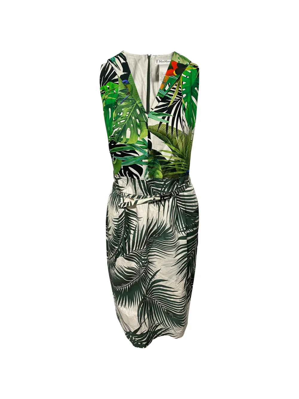 Max Mara tropical print belted dress - Verde
