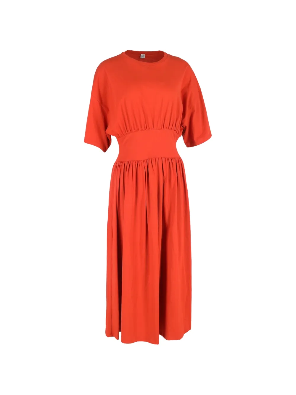 TOTEME gathered jersey midi dress - Orange