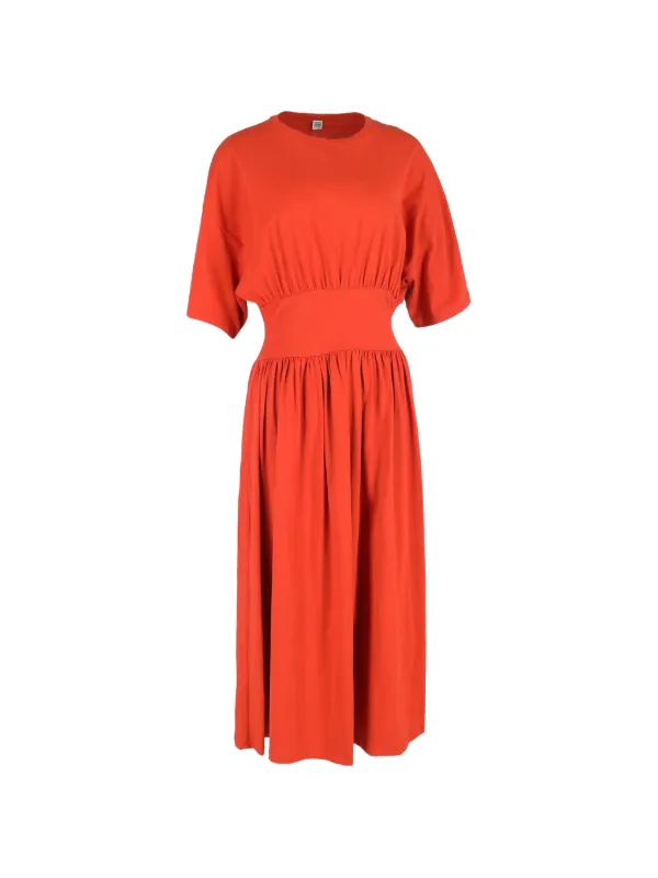 knee length dresses for ladies Vina Gathered Jersey Midi Dress - Ivory main image 1