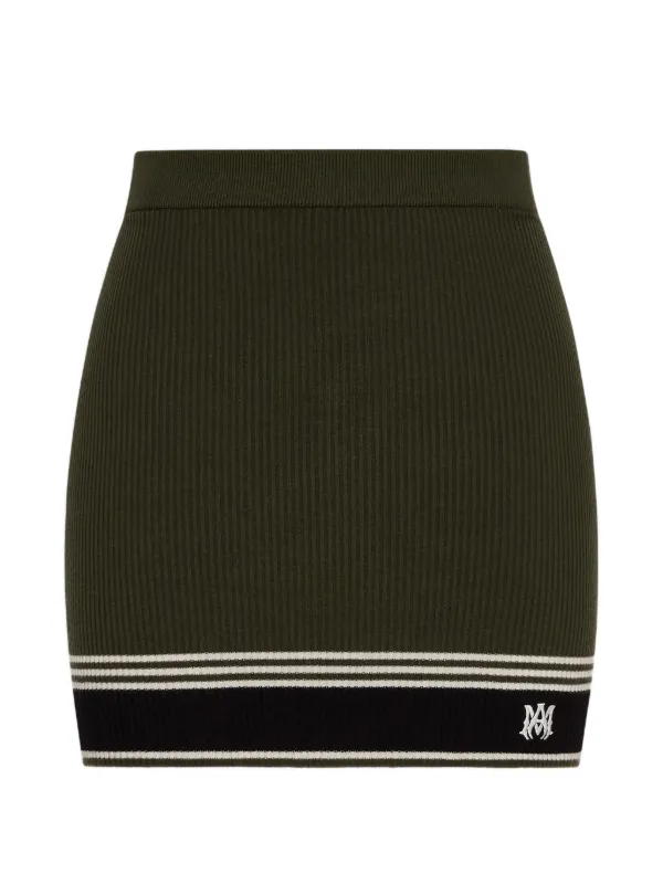 Amiri MA Stripe Mini Skirt in Green