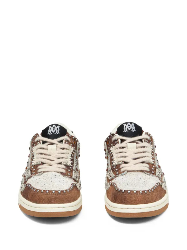 AMIRI Stud Skel Top Low Sneakers | Brown | FARFETCH