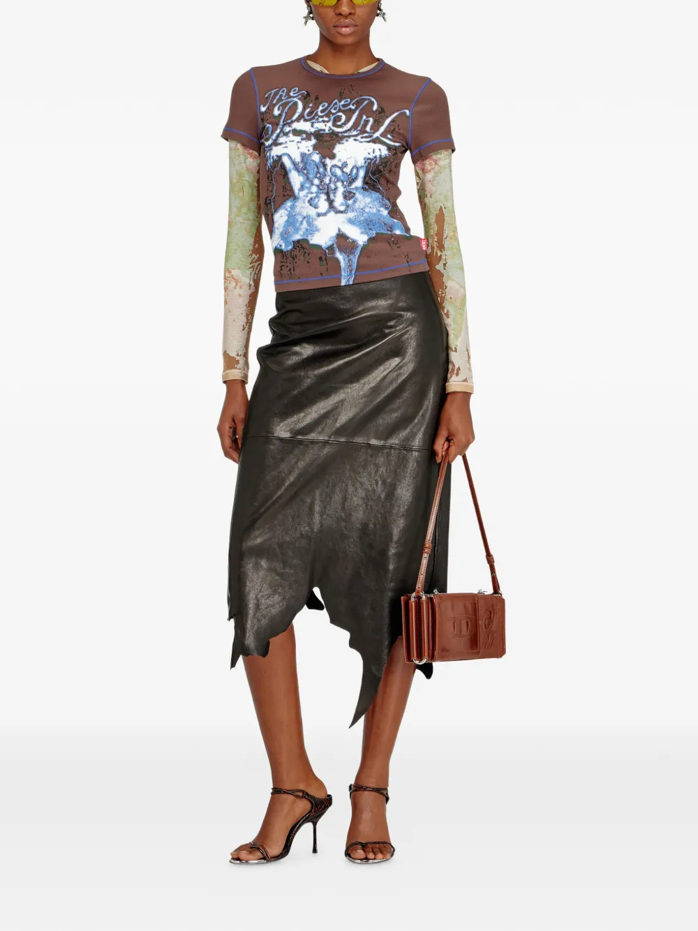 Diesel t-Brenda T-shirt met print Bruin