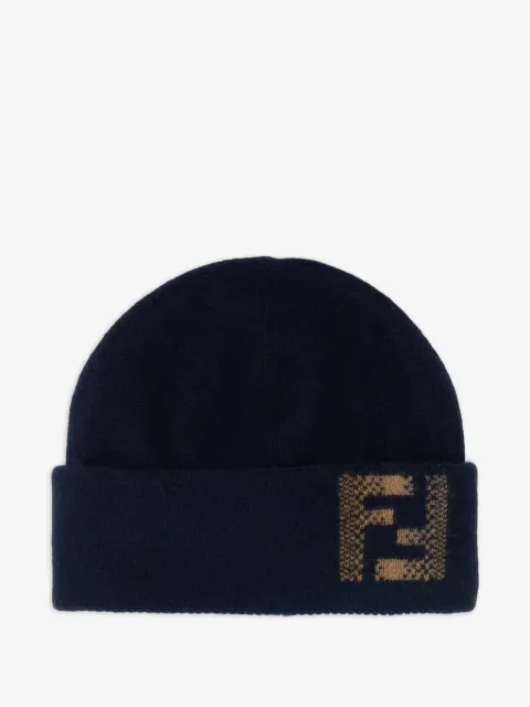 FENDI bonnet en laine à motif FF