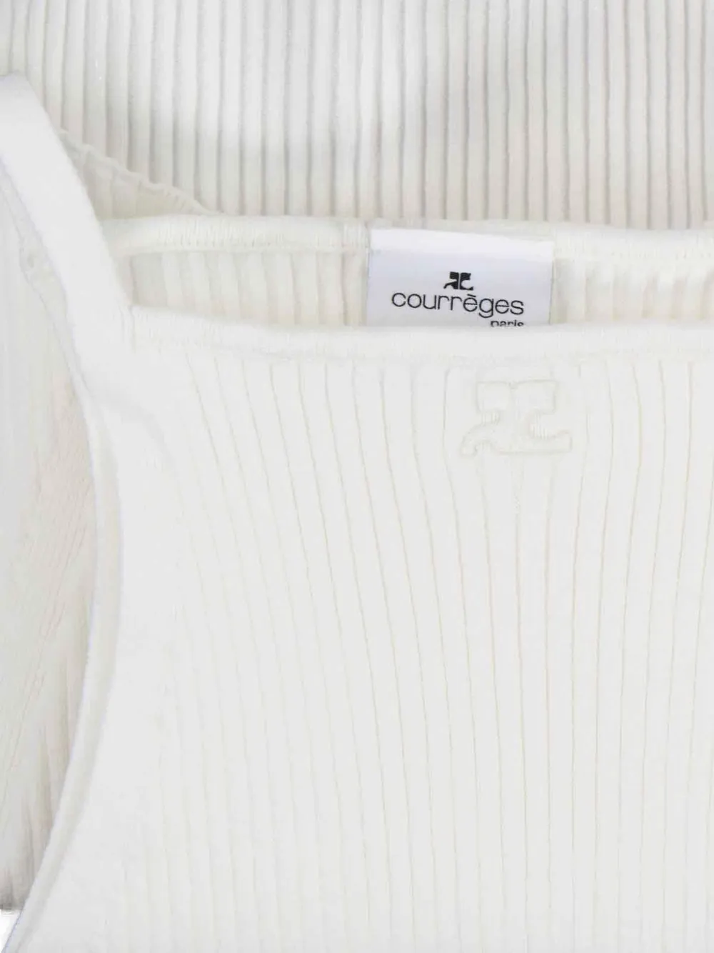 Courrèges Ribgebreide top met logodetail Wit
