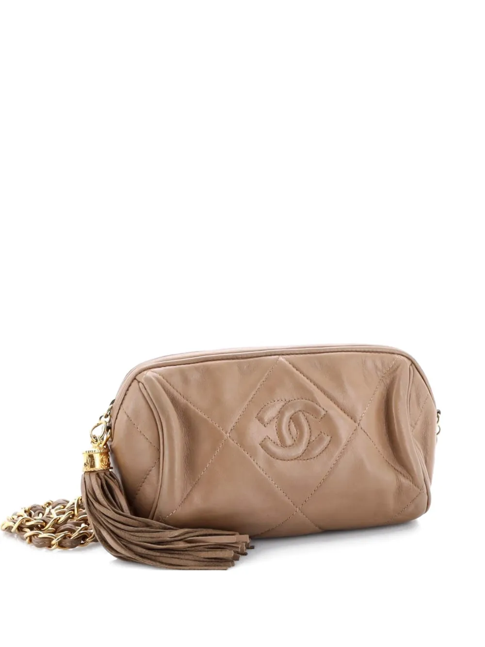 CHANEL Pre-Owned Diamond CC Barrel Bag Quilted Leather Mini shoulder bag - Marrone