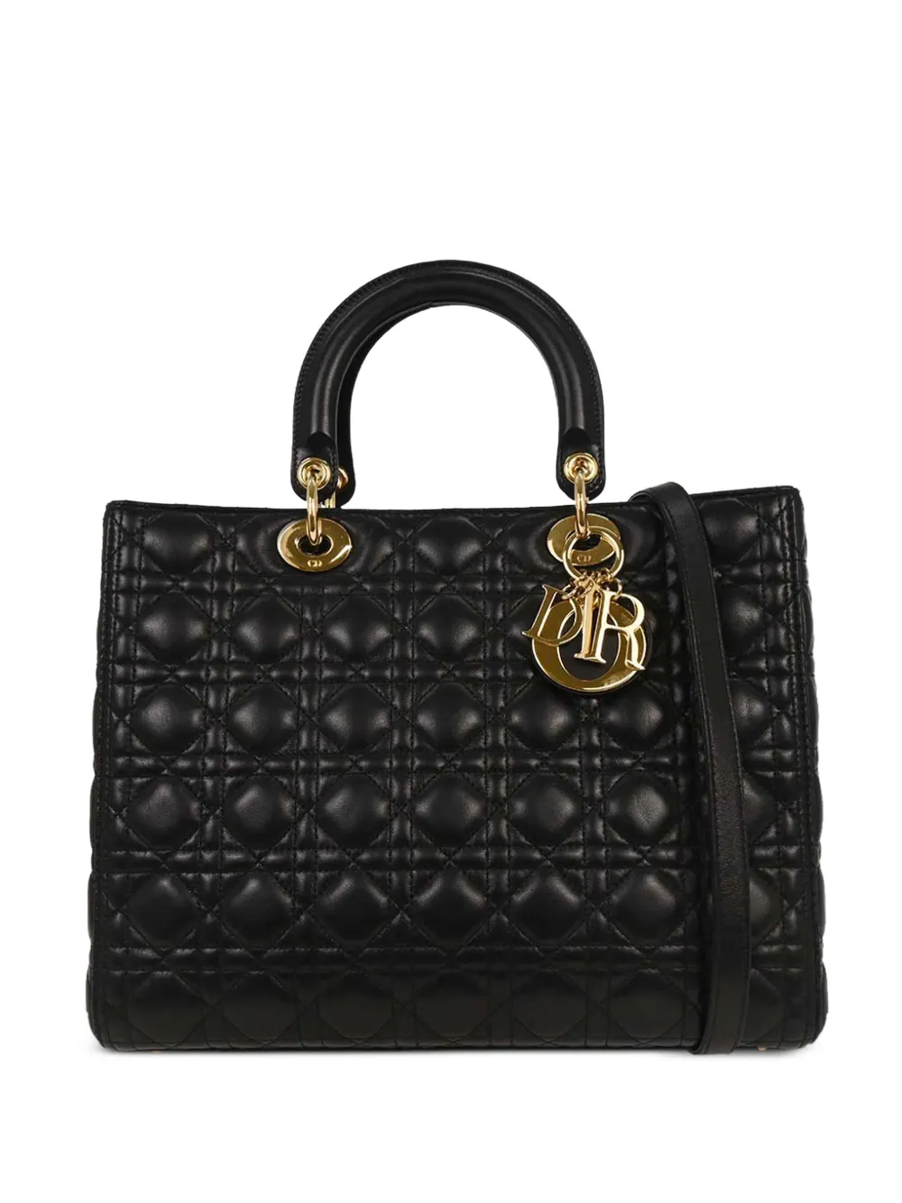 Christian Dior Pre-Owned 2013 großer Lady Dior Cannage-Tote Bag - Schwarz