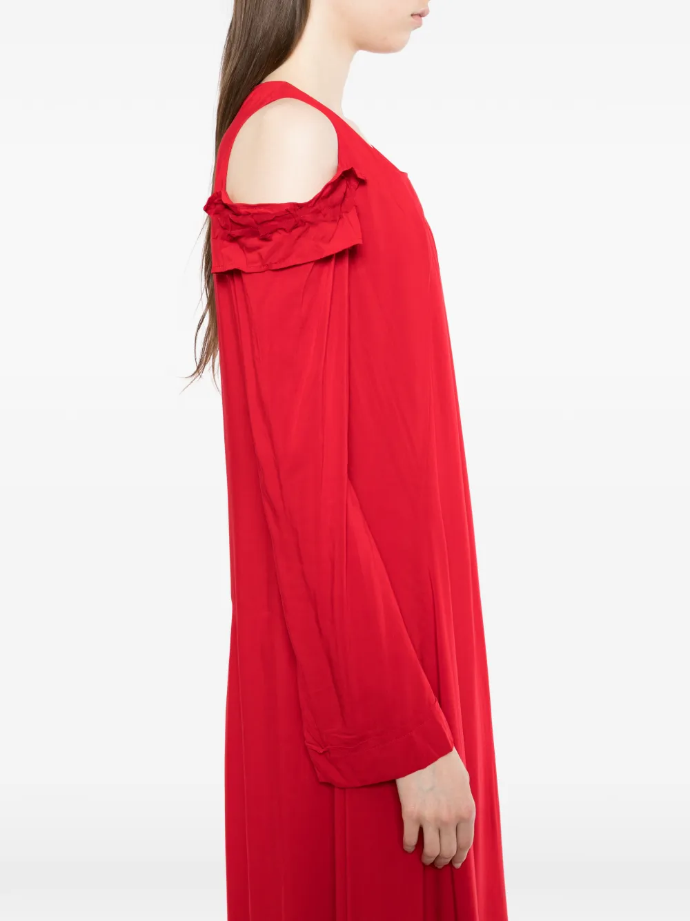 Yohji Yamamoto Maxi-jurk met geplette mouwen Rood