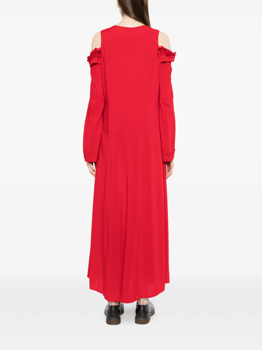 Yohji Yamamoto Maxi-jurk met geplette mouwen Rood