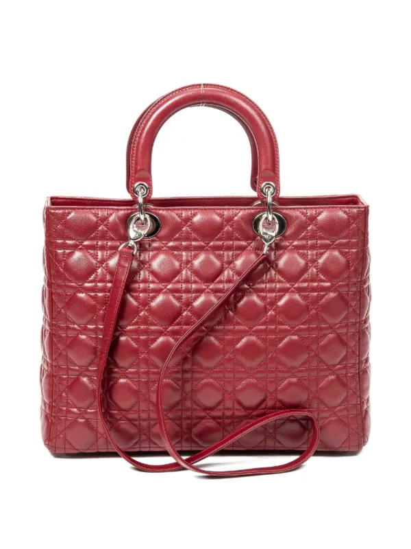 Christian Dior Pre-Owned Large Lady Dior Handbag | Red | FARFETCH