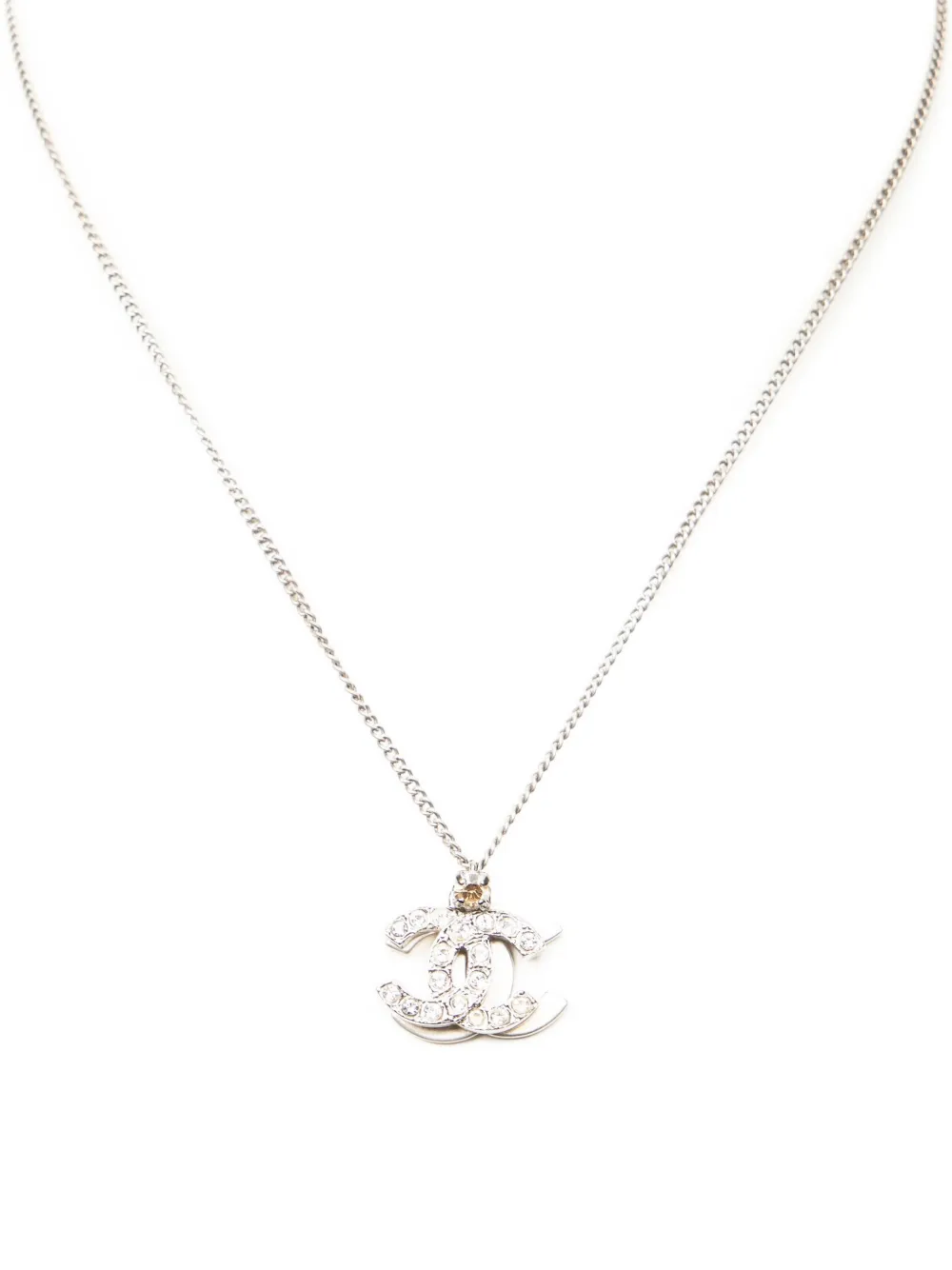 CHANEL Pre-Owned logo-pendant necklace - Argento