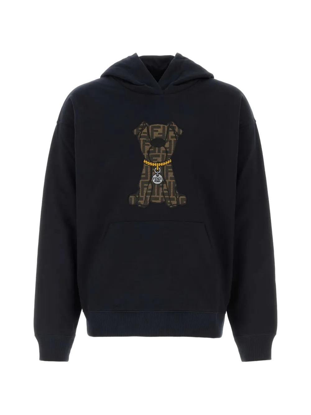 FENDI dog-motif cotton hoodie - Blu