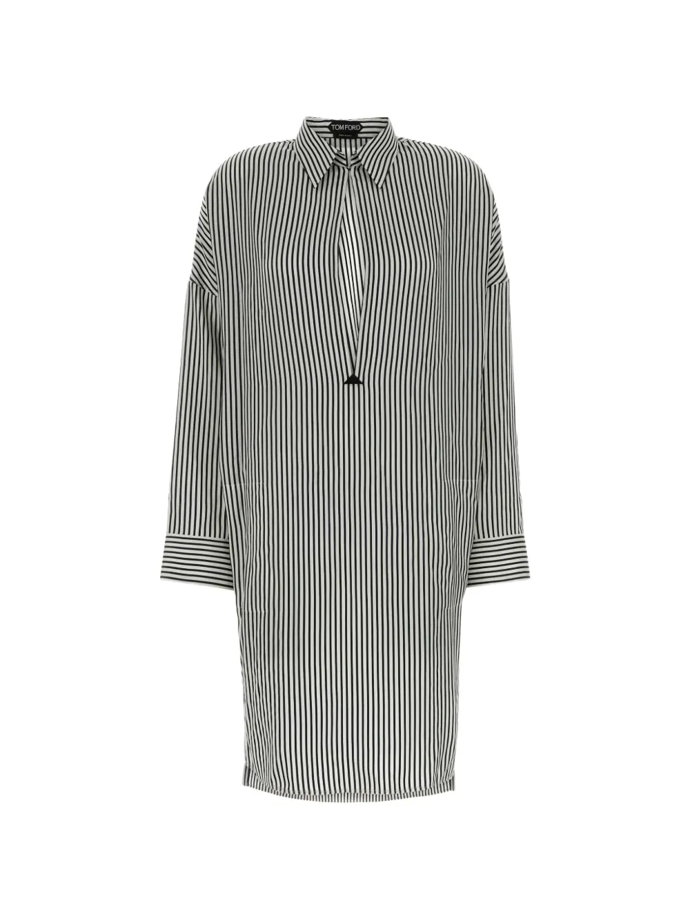 TOM FORD embroidered striped shirt dress - Bianco