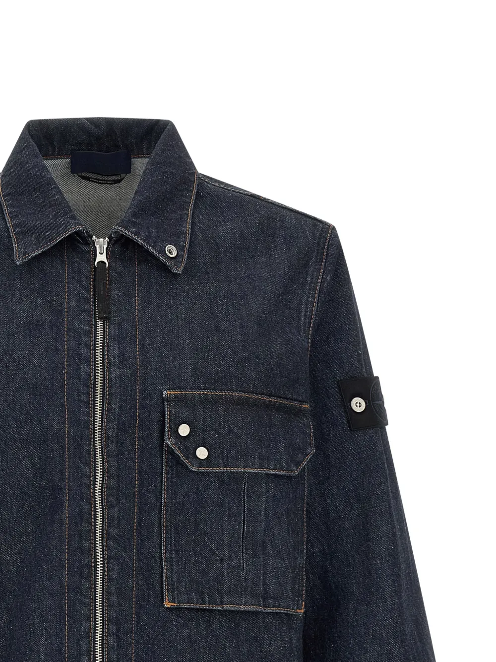 Stone Island Denim shirtjack met contrasterende stiksels Blauw