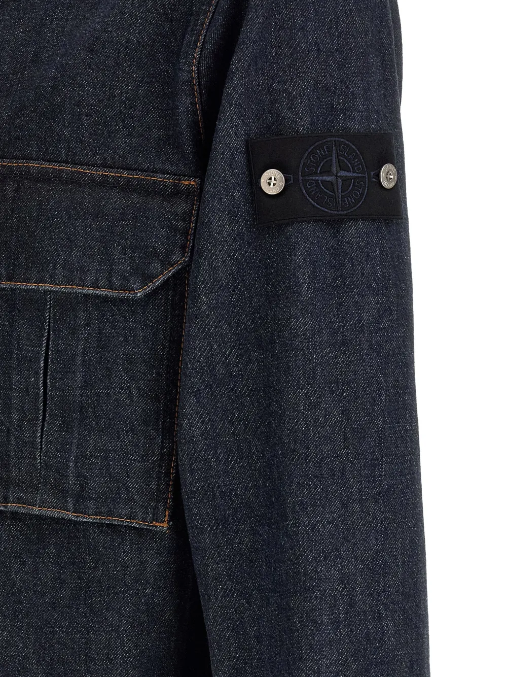 Stone Island Denim shirtjack met contrasterende stiksels Blauw